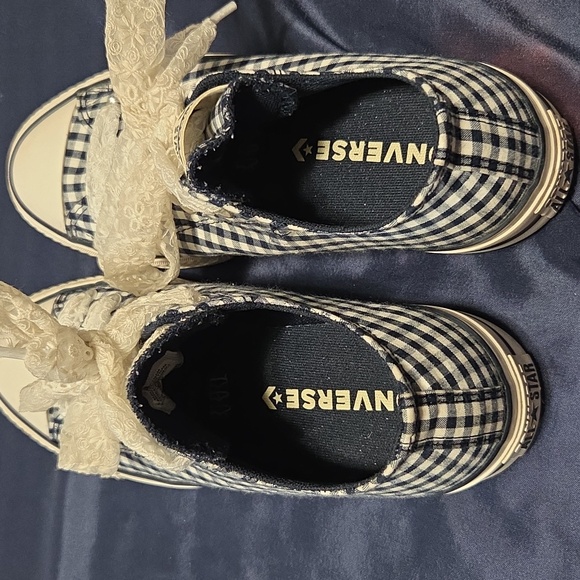 Converse Women's Navy Gingham Sneakers - Picture 3 of 12